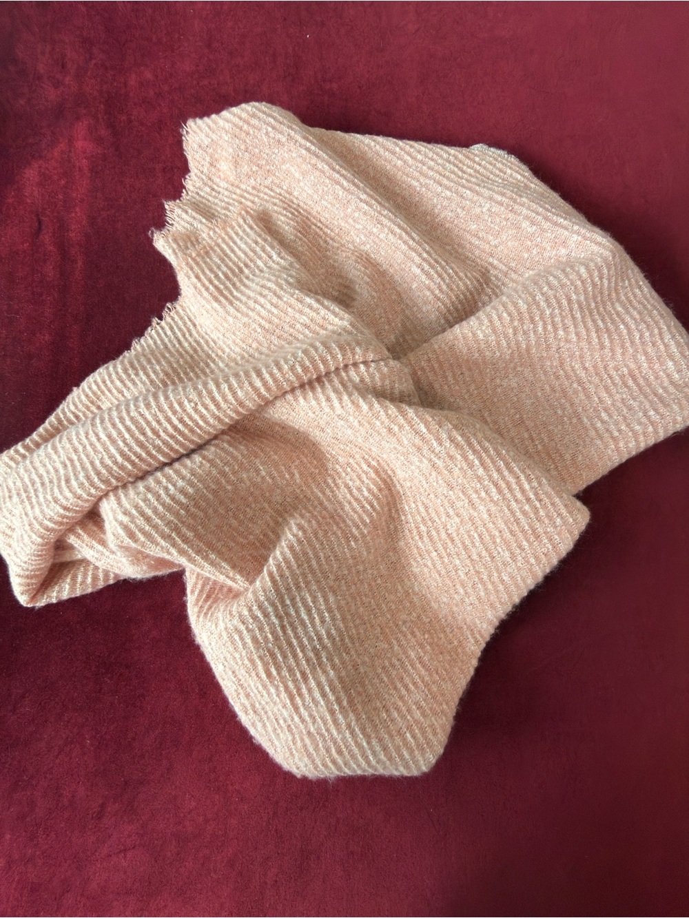 Soft Ribbed Crewneck Scarf Sz XL  - Peach Pink